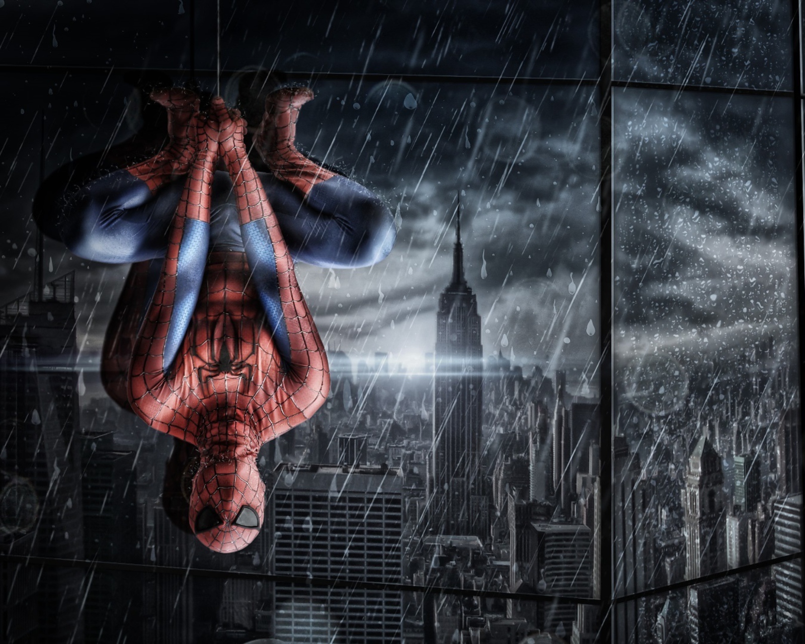 Das Spiderman Under Rain Wallpaper 1600x1280