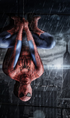 Обои Spiderman Under Rain 240x400