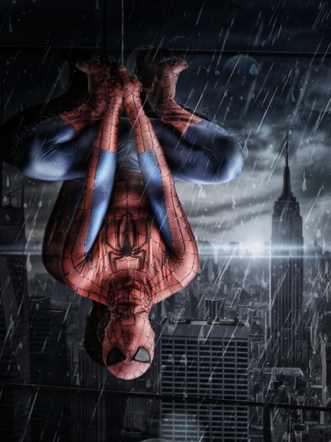 Sfondi Spiderman Under Rain 480x640