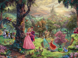 Fondo de pantalla Sleeping Beauty By Thomas Kinkade 320x240