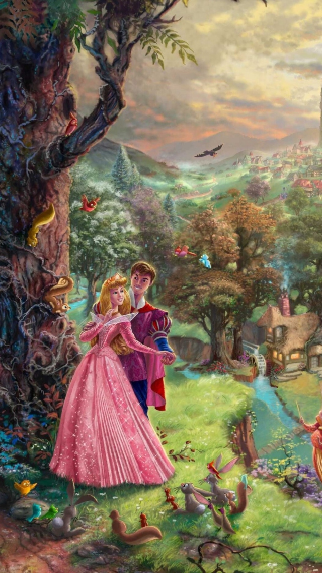 Sleeping Beauty By Thomas Kinkade wallpaper 640x1136