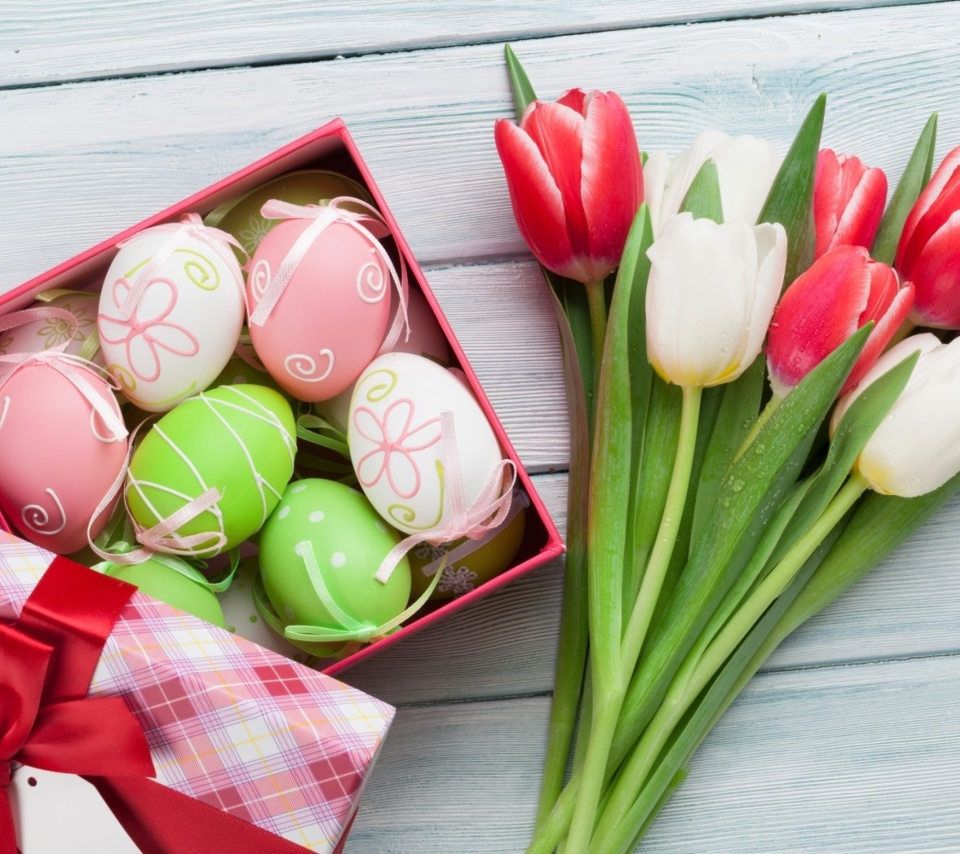 Easter Tulips Decoration wallpaper 960x854