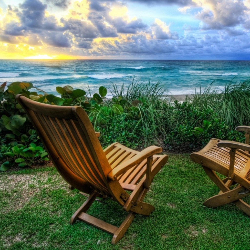 Chairs With Sea View wallpaper 1024x1024