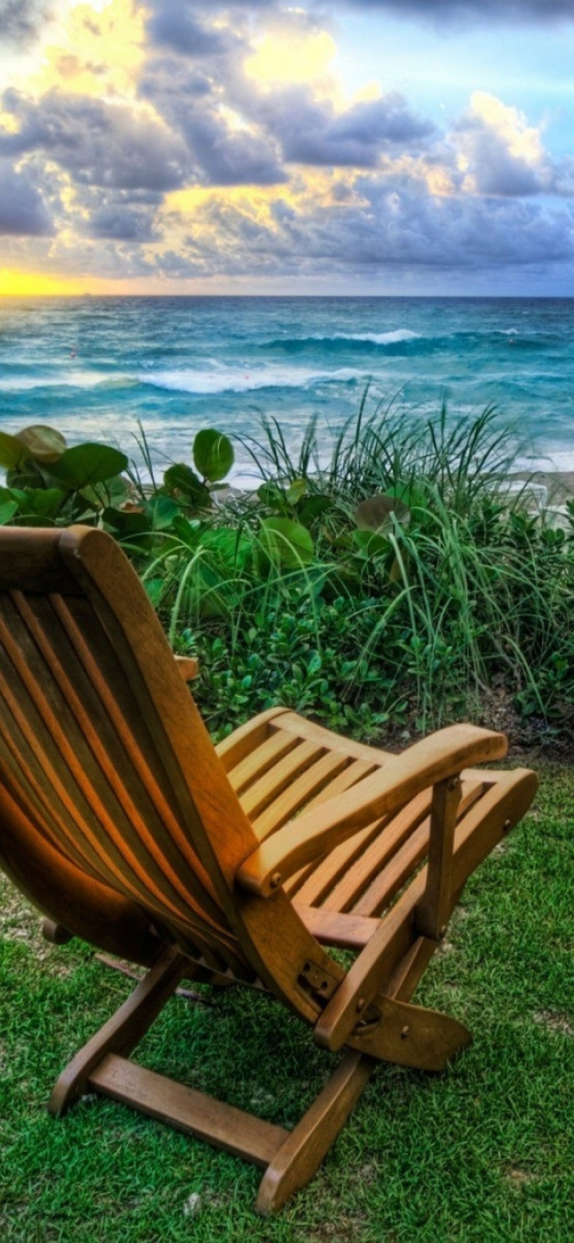 Chairs With Sea View wallpaper 1170x2532