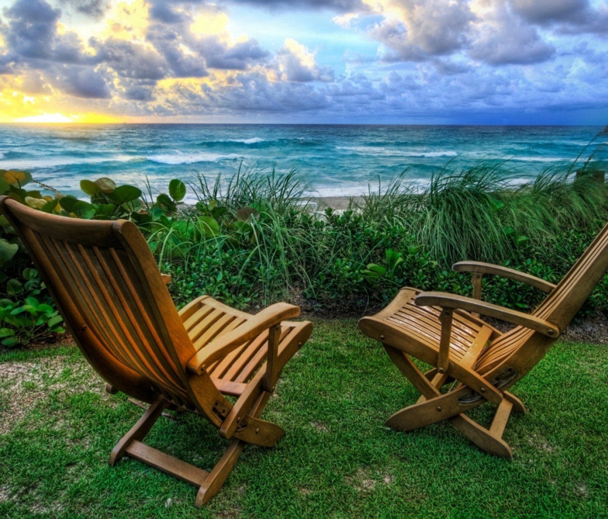 Chairs With Sea View wallpaper 1200x1024