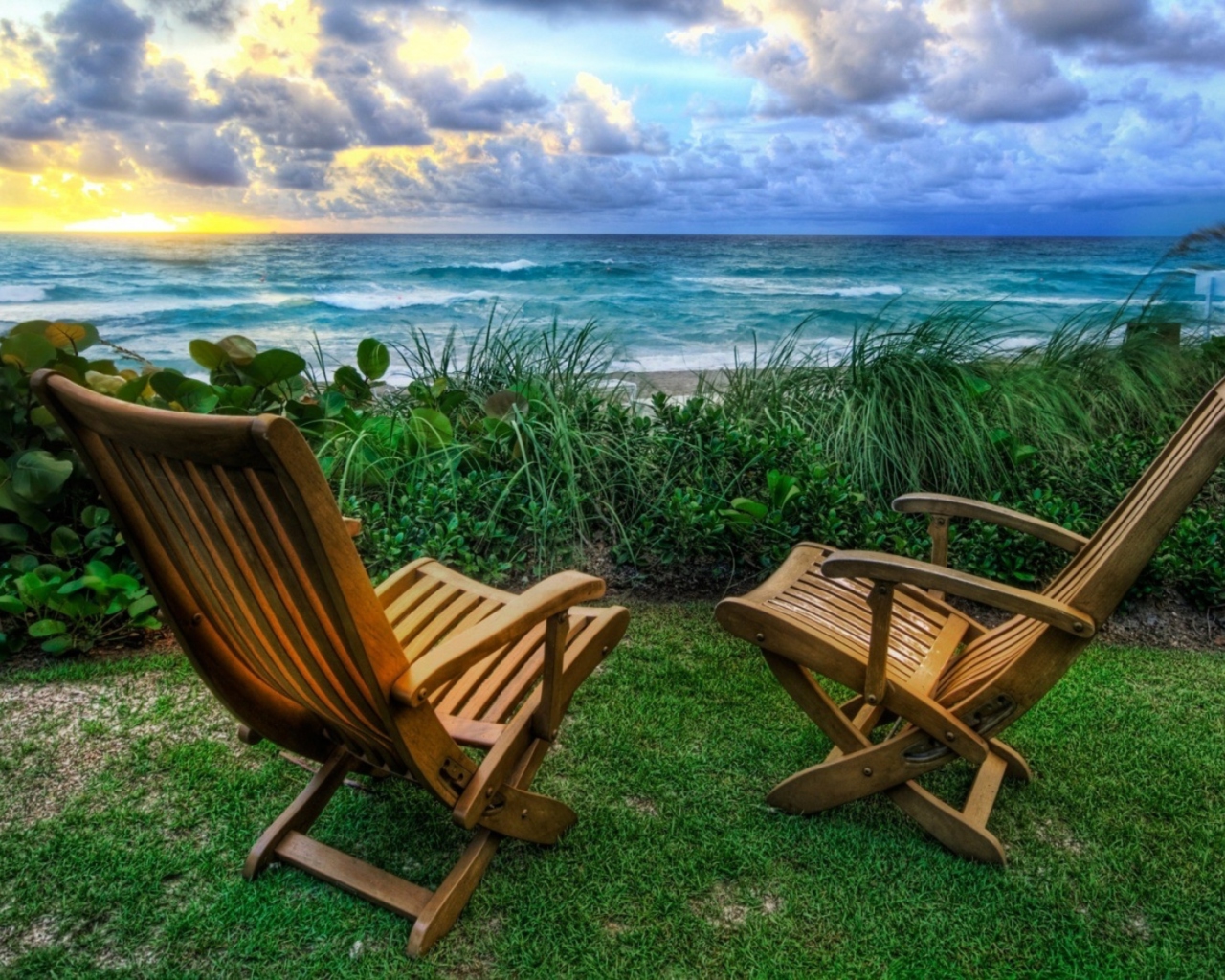 Chairs With Sea View wallpaper 1280x1024