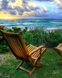 Chairs With Sea View wallpaper 128x160