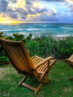 Das Chairs With Sea View Wallpaper 240x320
