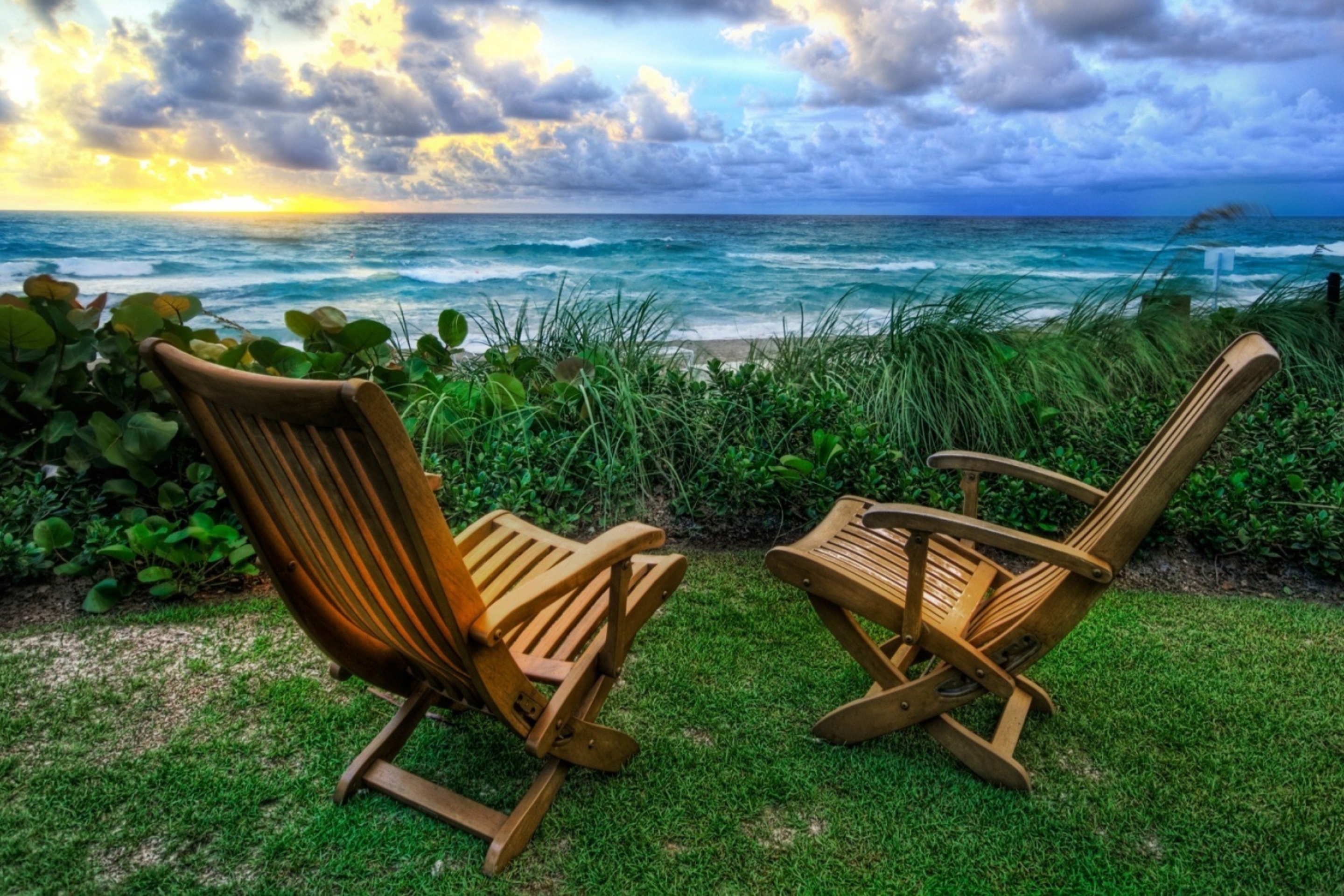 Sfondi Chairs With Sea View 2880x1920
