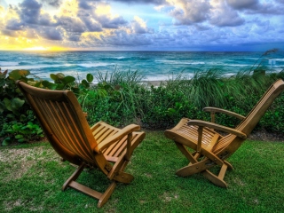 Fondo de pantalla Chairs With Sea View 320x240