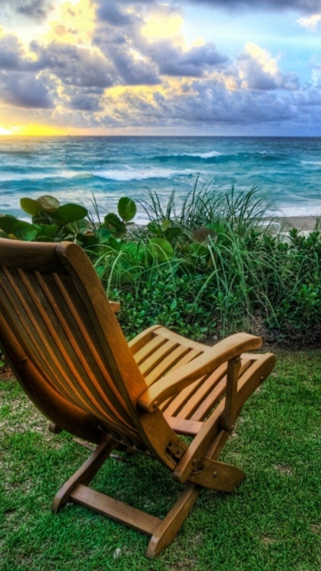 Chairs With Sea View wallpaper 360x640