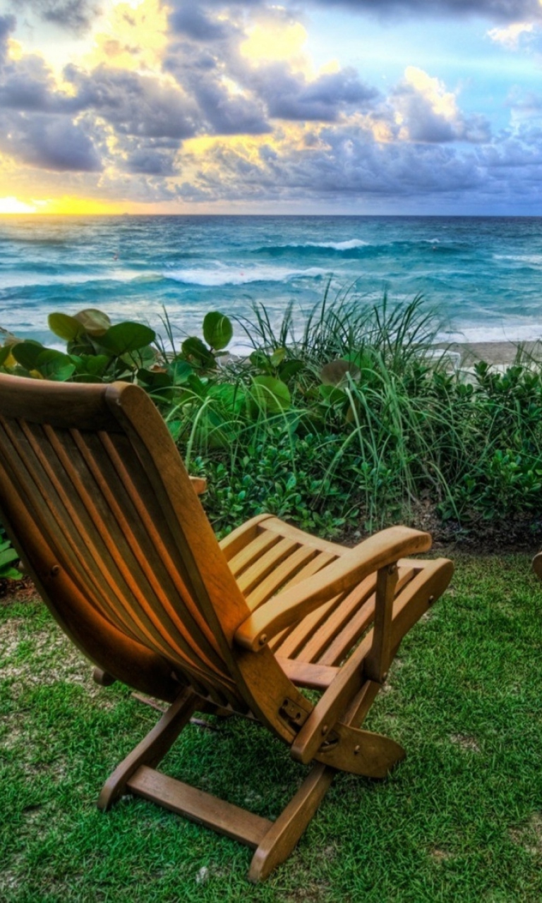 Chairs With Sea View wallpaper 768x1280