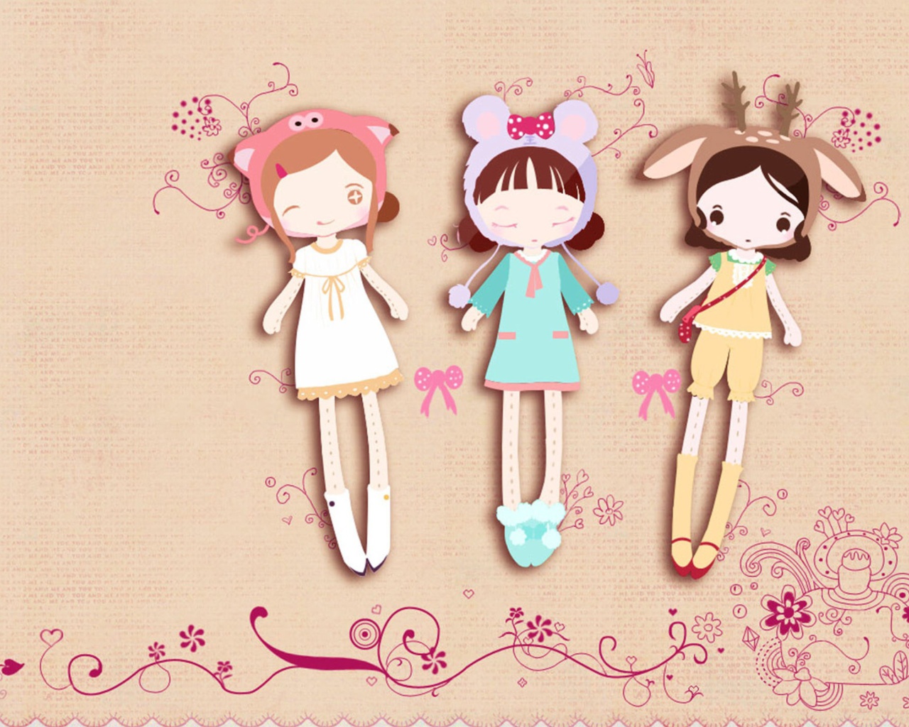 Das Cherished Friends Dolls Wallpaper 1280x1024