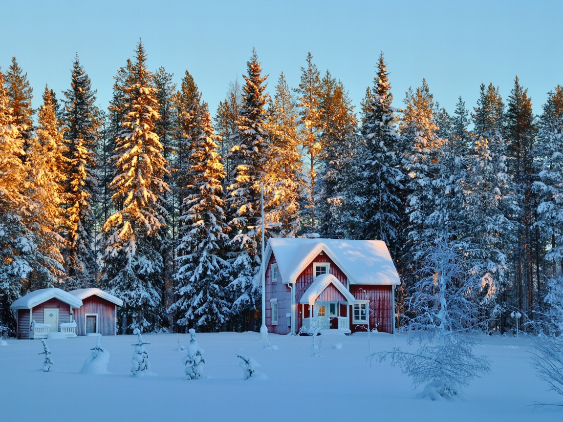 Das Home under Snow Wallpaper 1152x864