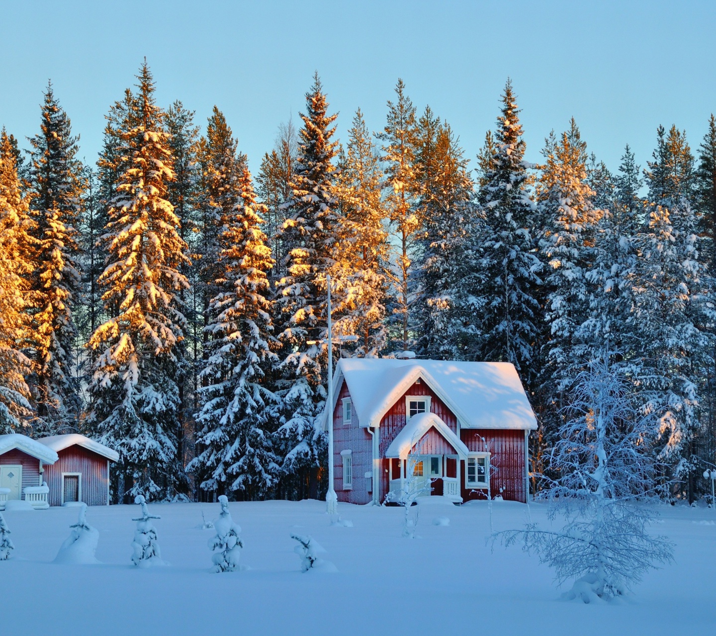 Das Home under Snow Wallpaper 1440x1280