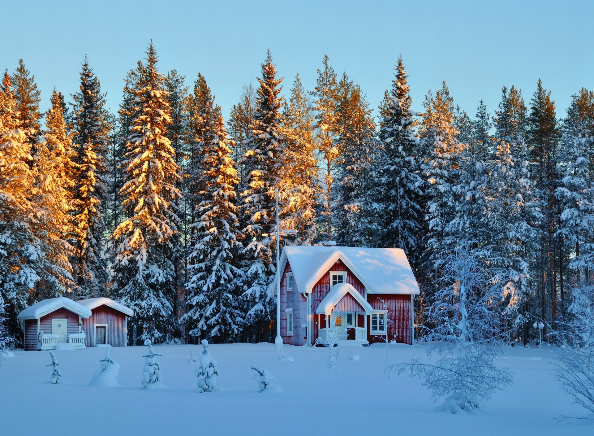 Das Home under Snow Wallpaper 1920x1408