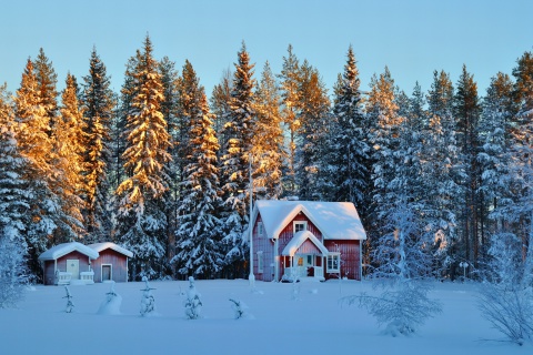 Das Home under Snow Wallpaper 480x320