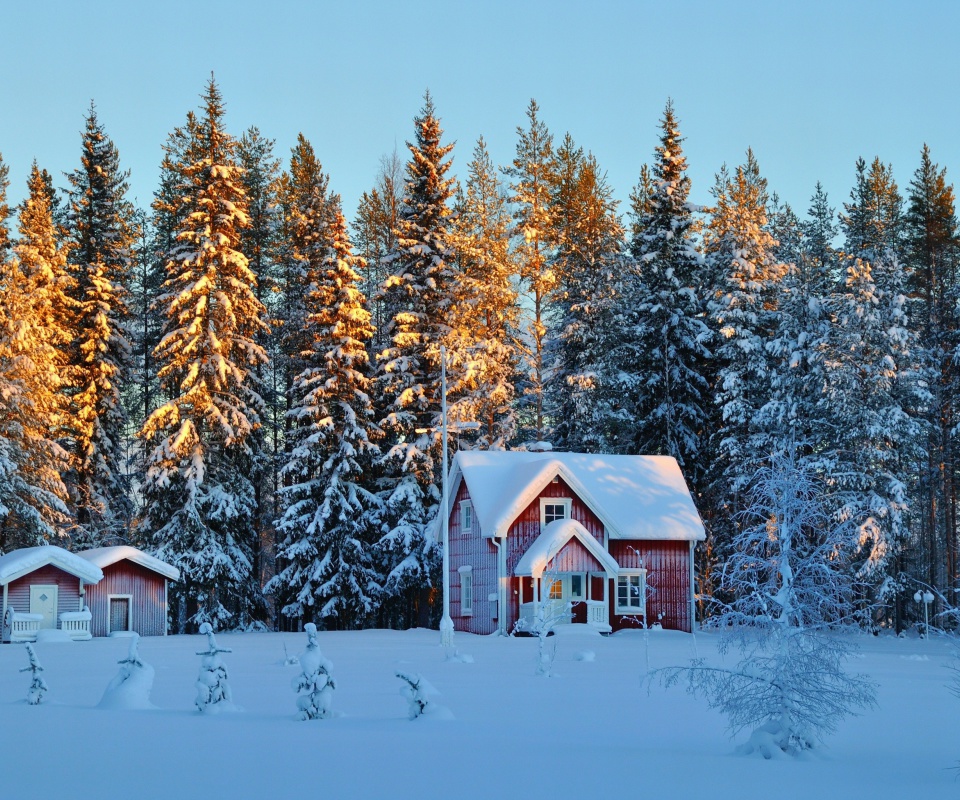 Home under Snow wallpaper 960x800