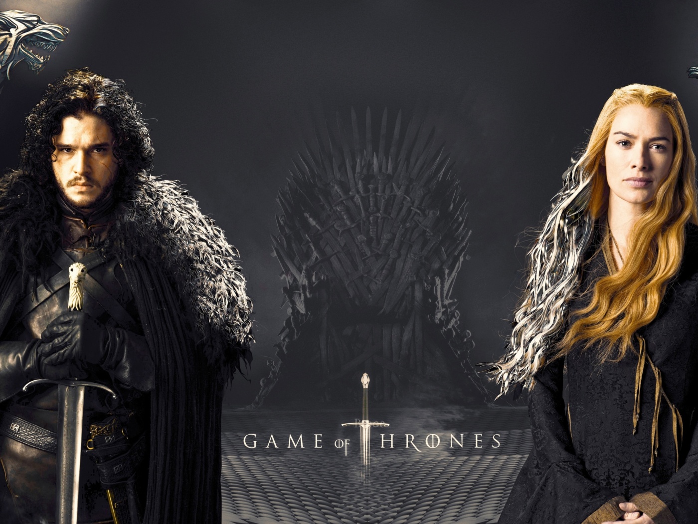 Game Of Thrones actors Jon Snow and Cersei Lannister wallpaper 1400x1050