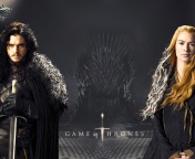 Обои Game Of Thrones actors Jon Snow and Cersei Lannister 176x144