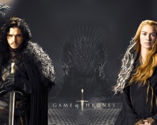 Обои Game Of Thrones actors Jon Snow and Cersei Lannister 220x176