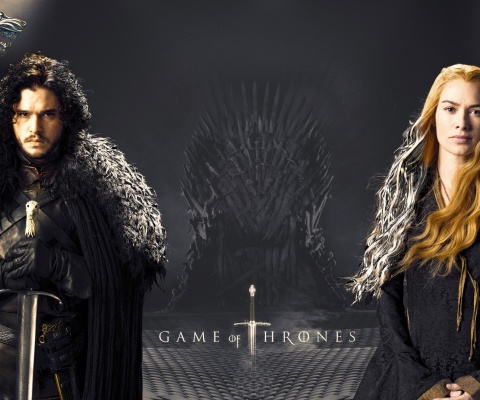 Обои Game Of Thrones actors Jon Snow and Cersei Lannister 480x400