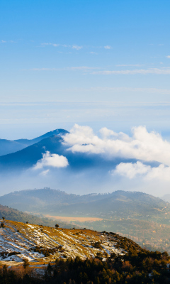 Обои Clouds Over Blue Mountains 240x400