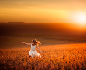 Little Girl In Fields Of Gold wallpaper 176x144