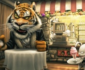 Bunnies and Tigers Funny wallpaper 176x144