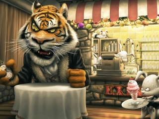 Das Bunnies and Tigers Funny Wallpaper 320x240