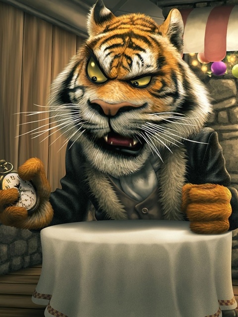 Bunnies and Tigers Funny wallpaper 480x640