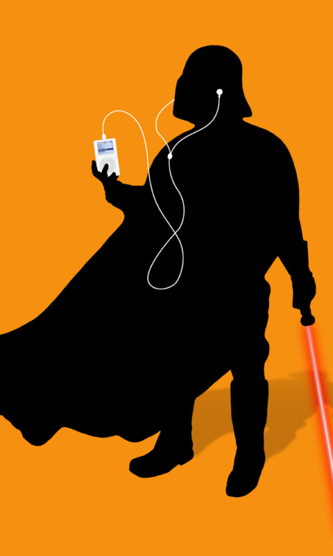 Darth Vader with iPod wallpaper 480x800