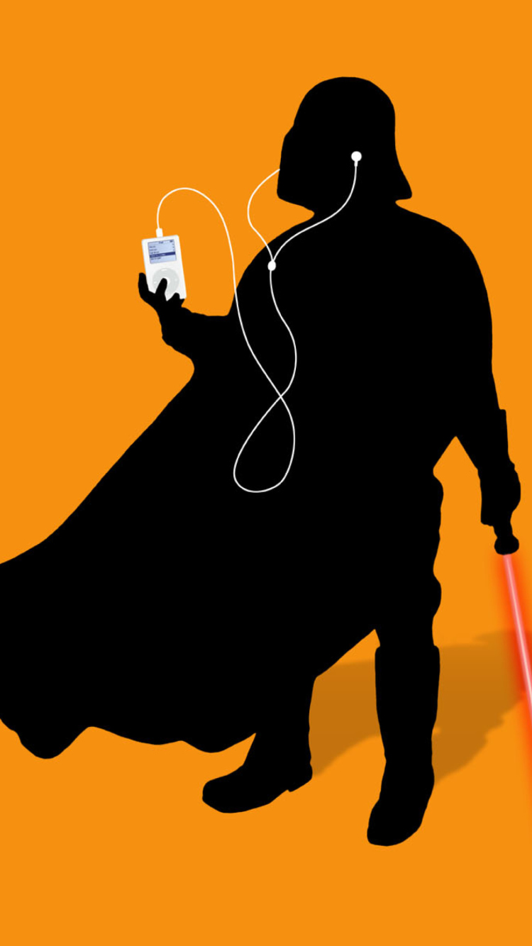 Обои Darth Vader with iPod 750x1334