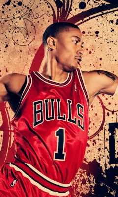 Das Derrick Rose in Chicago Bulls Wallpaper 240x400