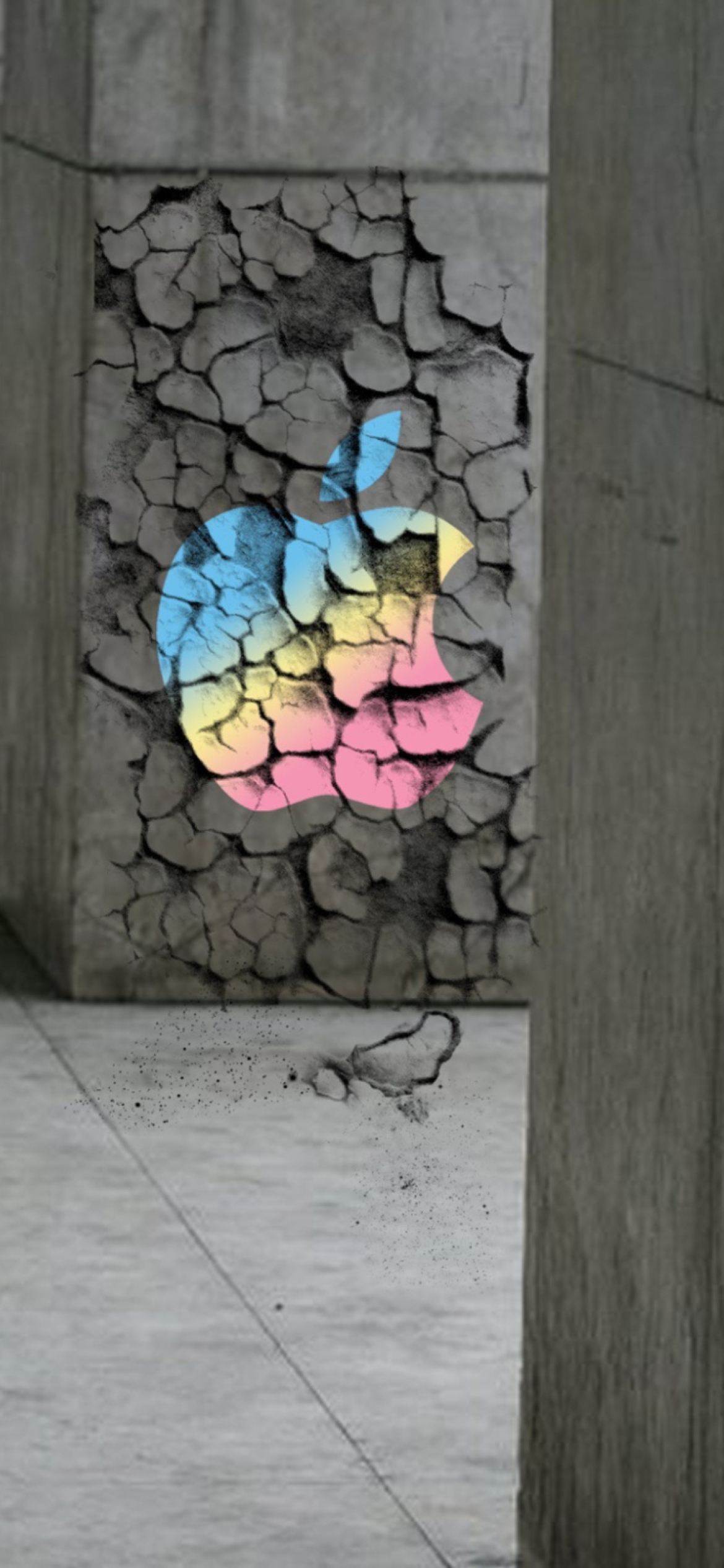 Apple Logo On Cracked Wall screenshot #1 1170x2532