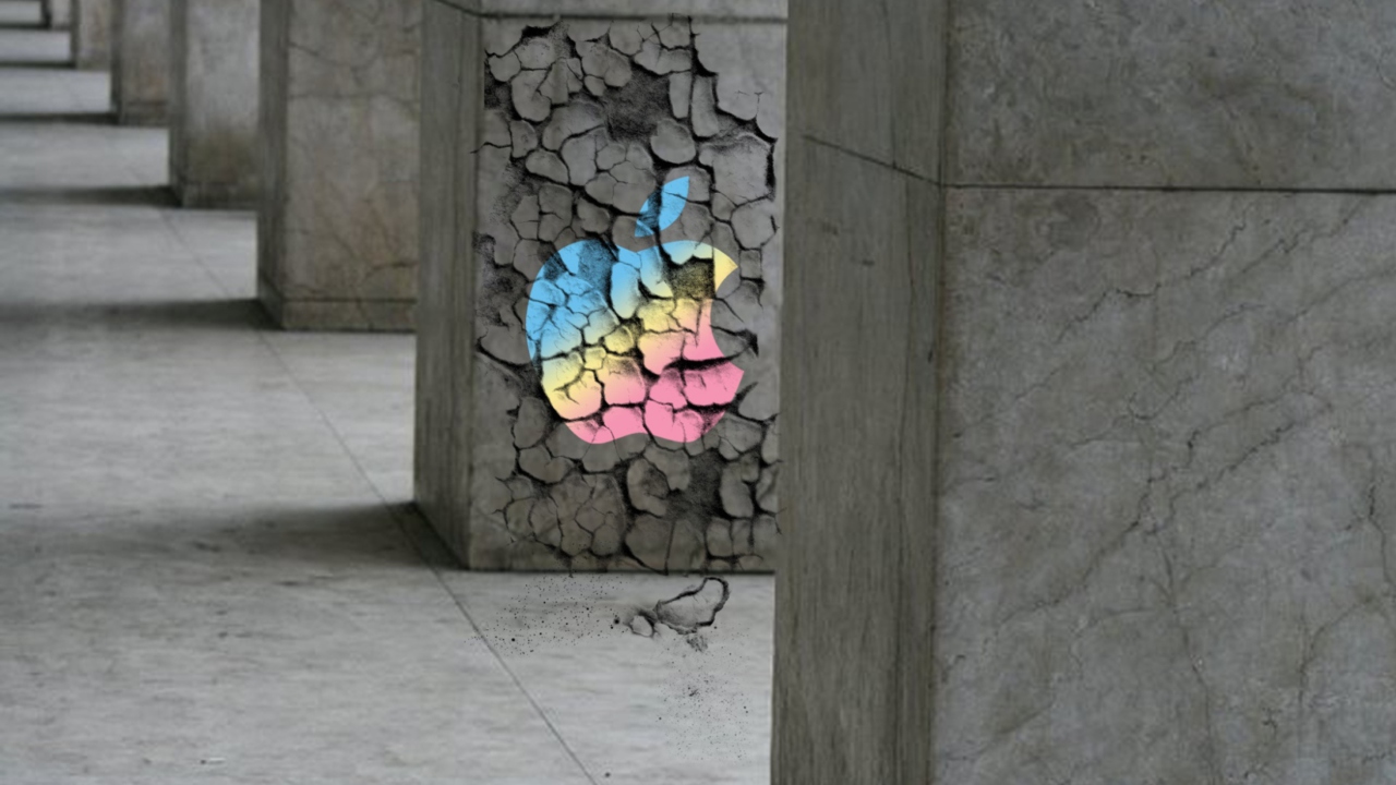 Sfondi Apple Logo On Cracked Wall 1280x720