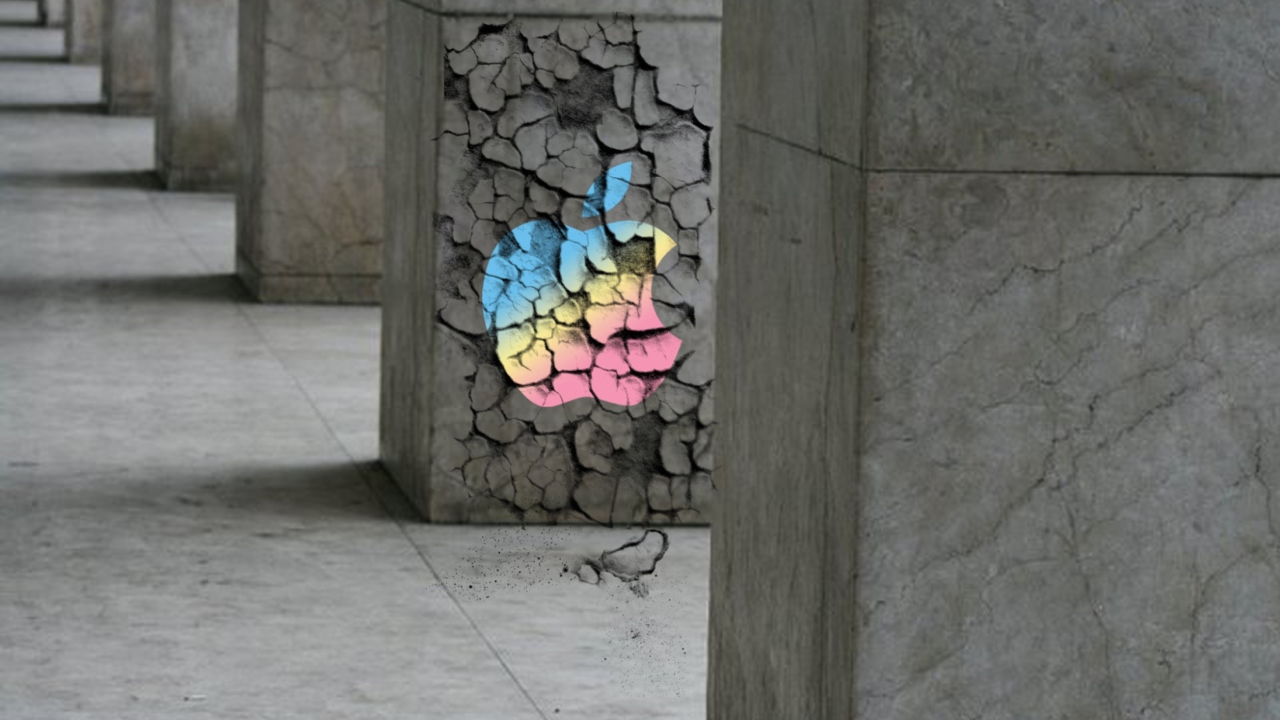 Apple Logo On Cracked Wall wallpaper 1280x720