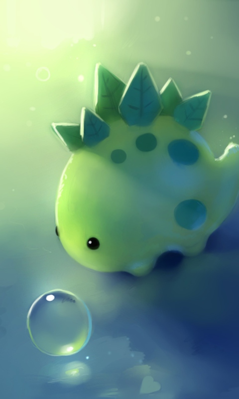 Green Dino wallpaper 480x800