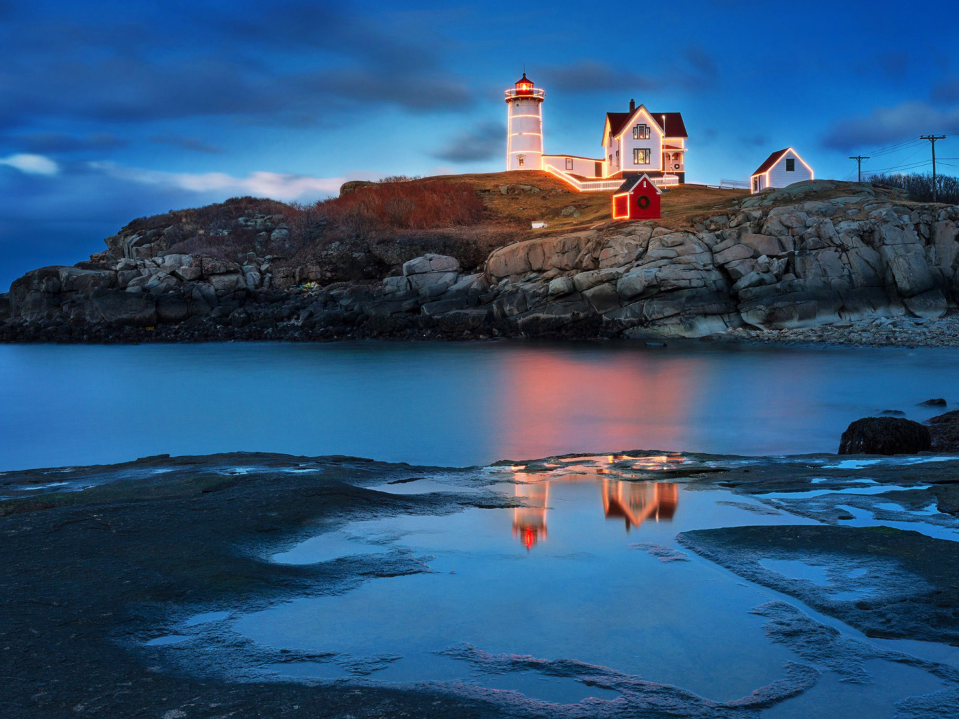 Das Lighthouse Night Light Wallpaper 1400x1050