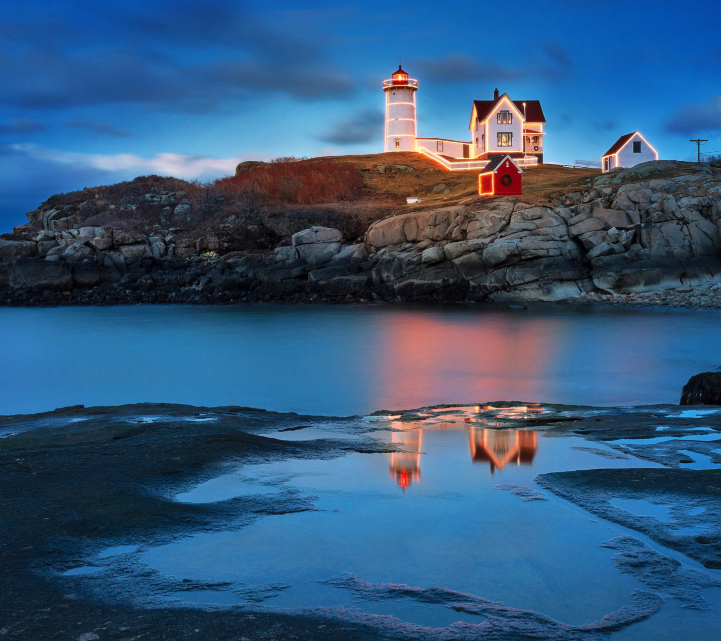 Fondo de pantalla Lighthouse Night Light 1440x1280