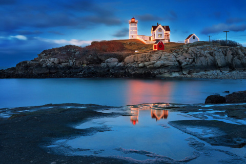 Sfondi Lighthouse Night Light 480x320