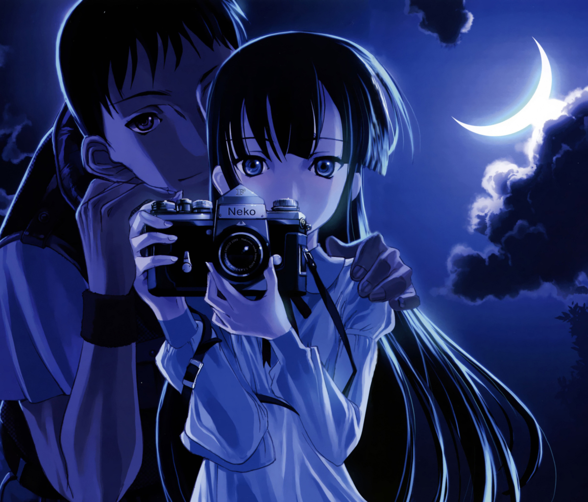 Обои Anime Girl With Vintage Photo Camera 1200x1024