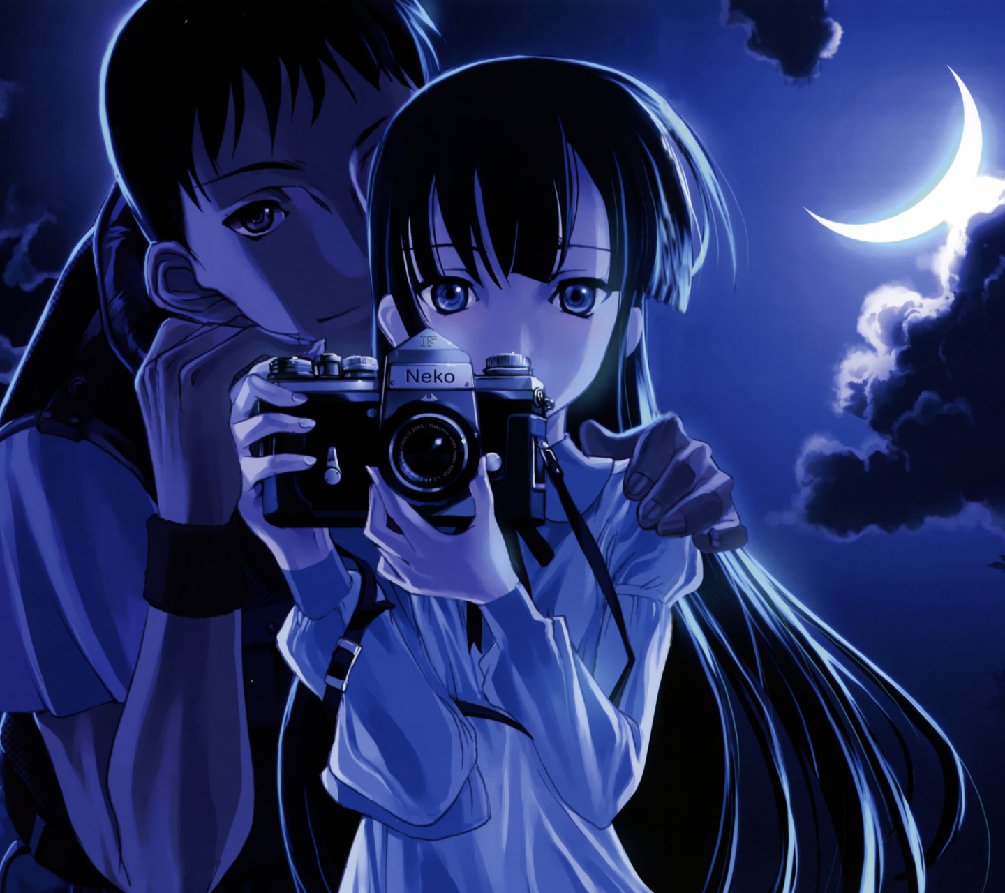 Anime Girl With Vintage Photo Camera wallpaper 1440x1280