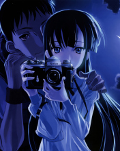 Das Anime Girl With Vintage Photo Camera Wallpaper 176x220