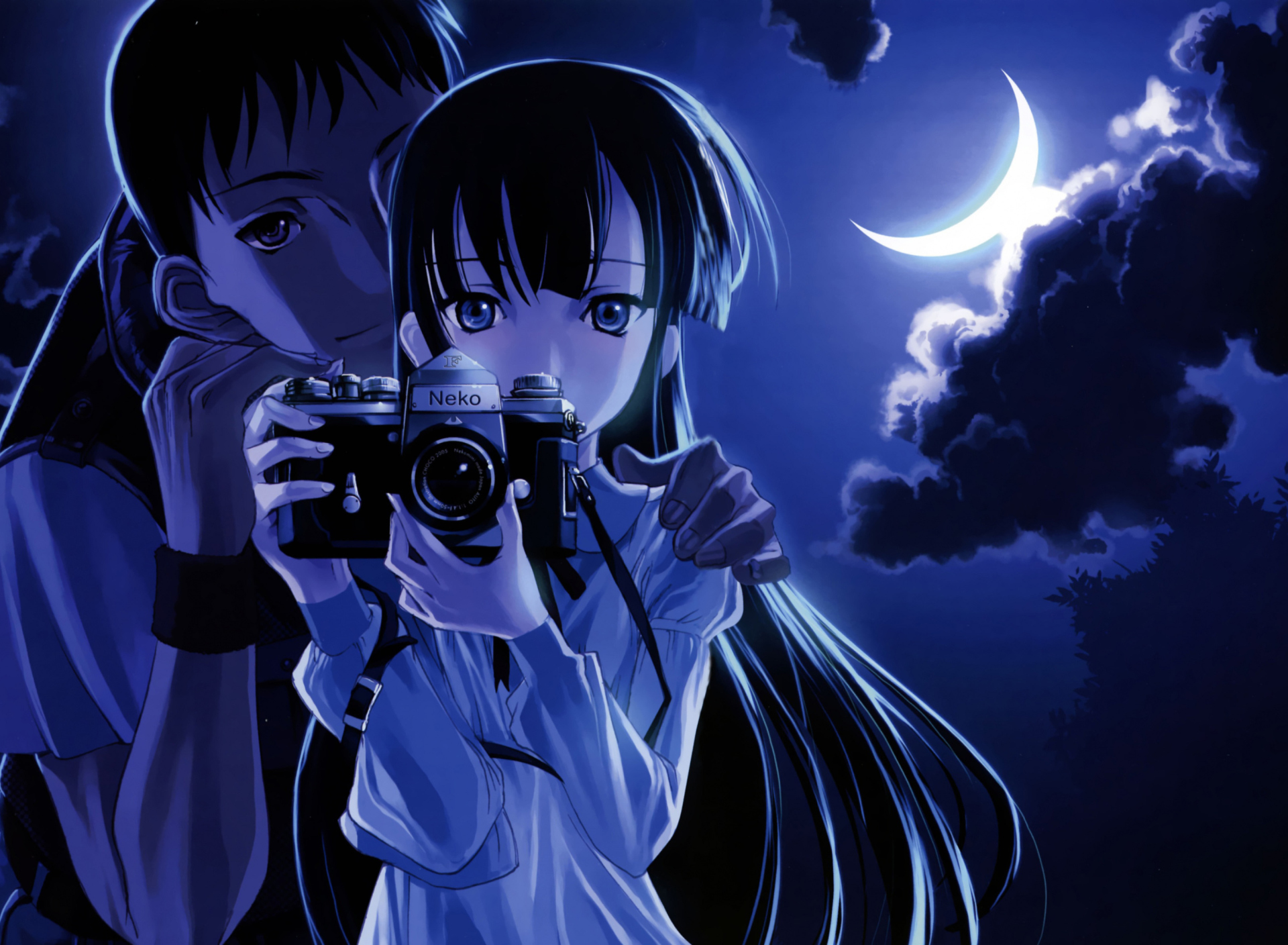 Anime Girl With Vintage Photo Camera wallpaper 1920x1408