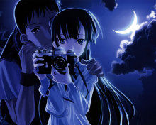 Das Anime Girl With Vintage Photo Camera Wallpaper 220x176