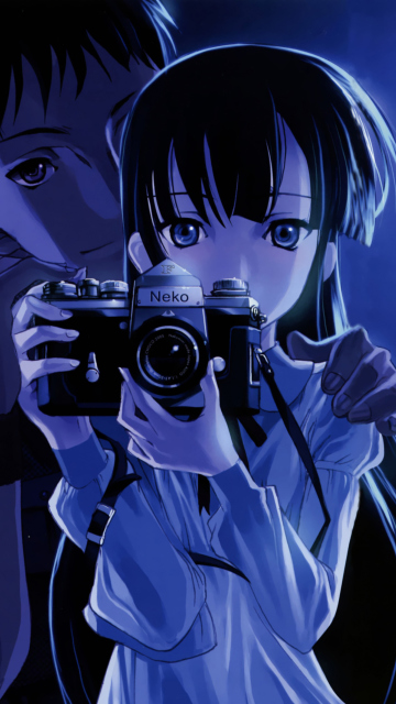 Anime Girl With Vintage Photo Camera wallpaper 360x640