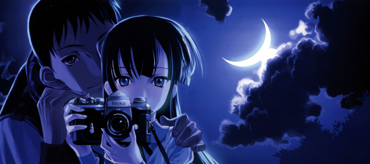 Anime Girl With Vintage Photo Camera wallpaper 720x320