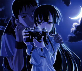 Kostenloses Anime Girl With Vintage Photo Camera Wallpaper für Nokia 6230i