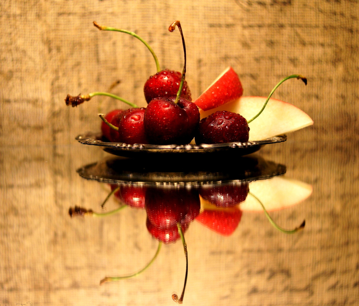 Обои Cherries Acrylic Still Life 1200x1024